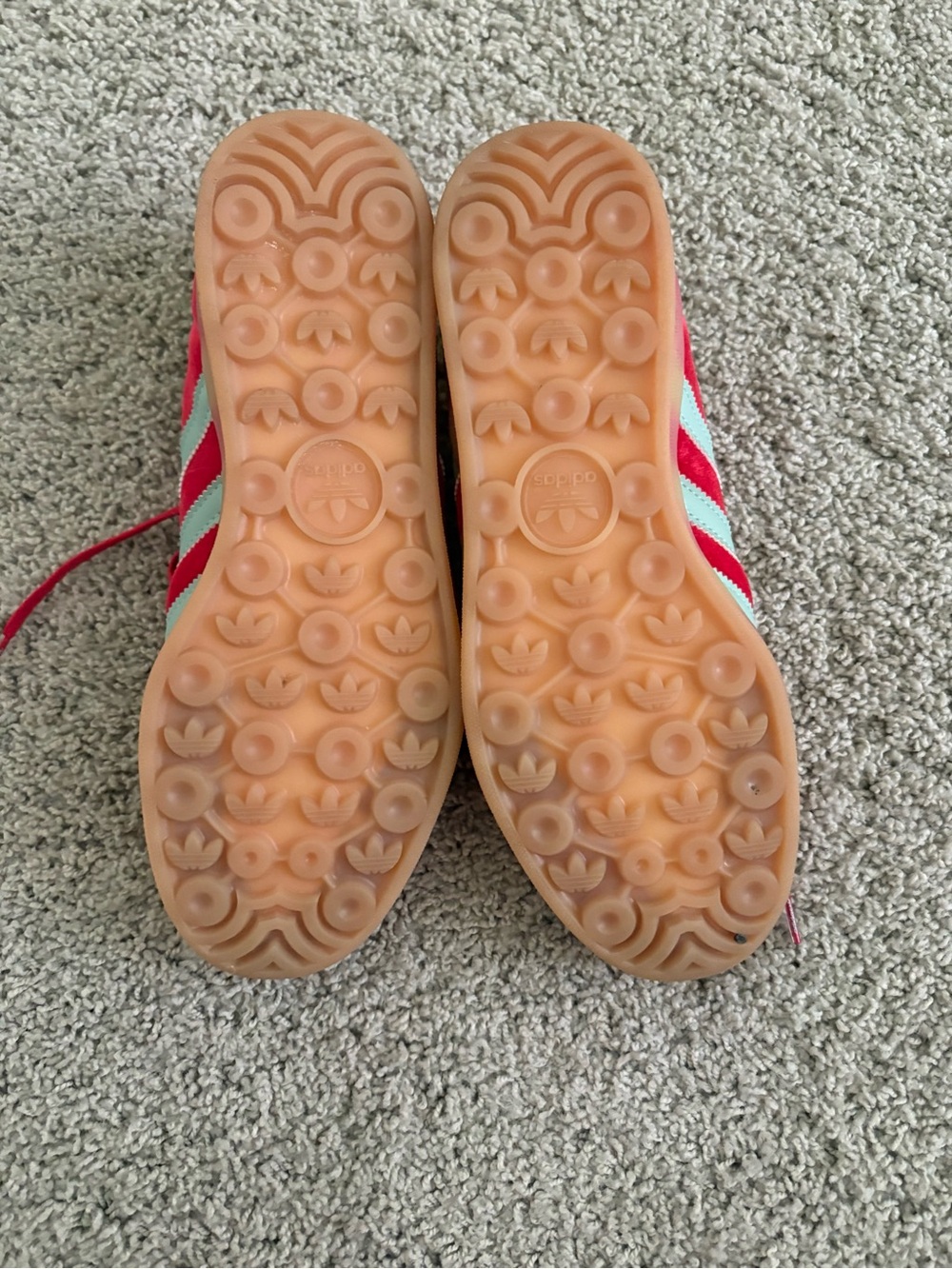 adidas Women's Red Sneakers with White Stripes - Picture 3 of 4